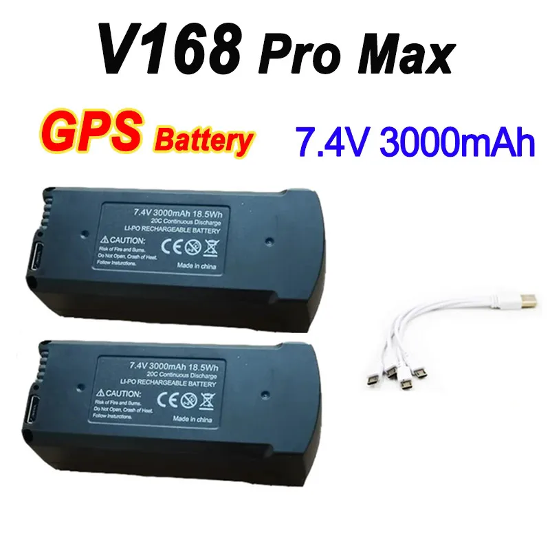 오리지널 GPS 드론 배터리, 예비 배터리, 드론 부품 액세서리, 7.4V, 3000mAh, V168 프로 맥스, V168 RC 쿼드콥터, 3.7V, 2000mAh