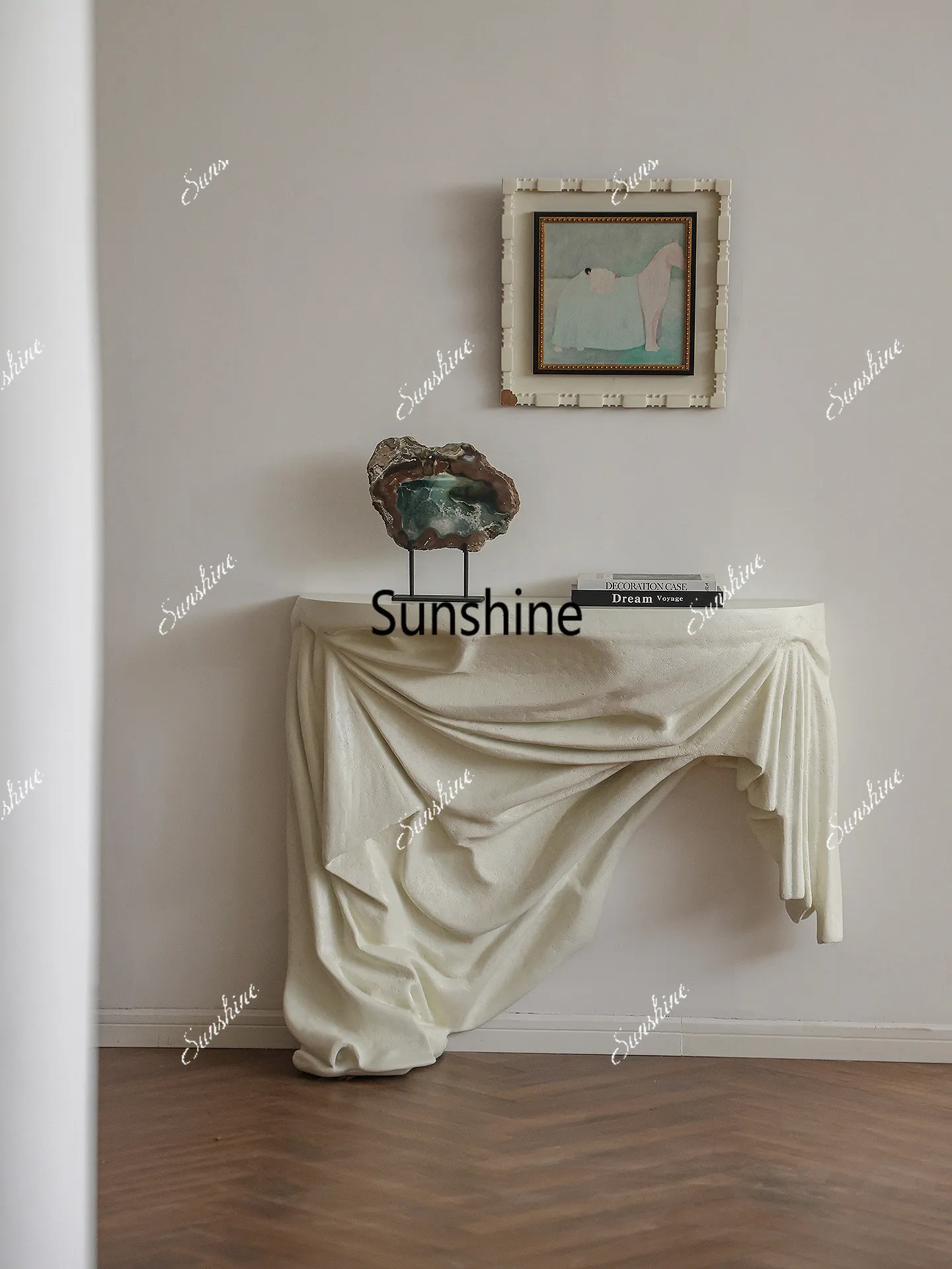 Creative suspended cloth special-shaped white simple entrance table