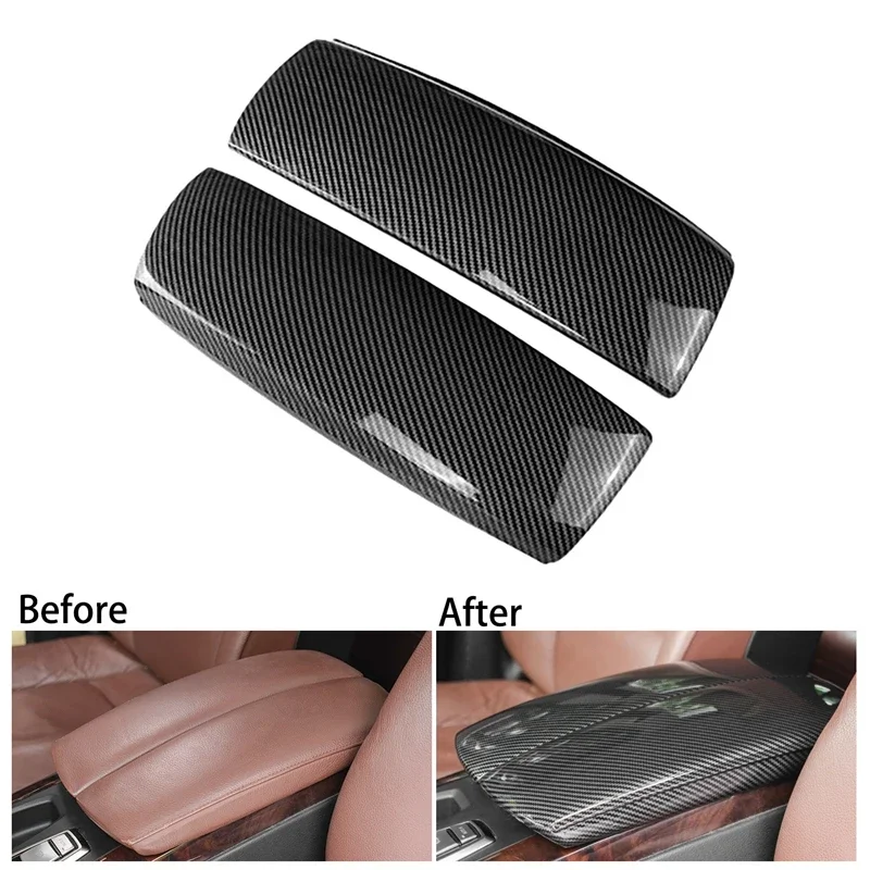 New-Carbon Fiber Car Center Console Armrest Box Panel Cover Trim Decoration Stickers For-BMW X5 F15 X6 F16 2014-2019