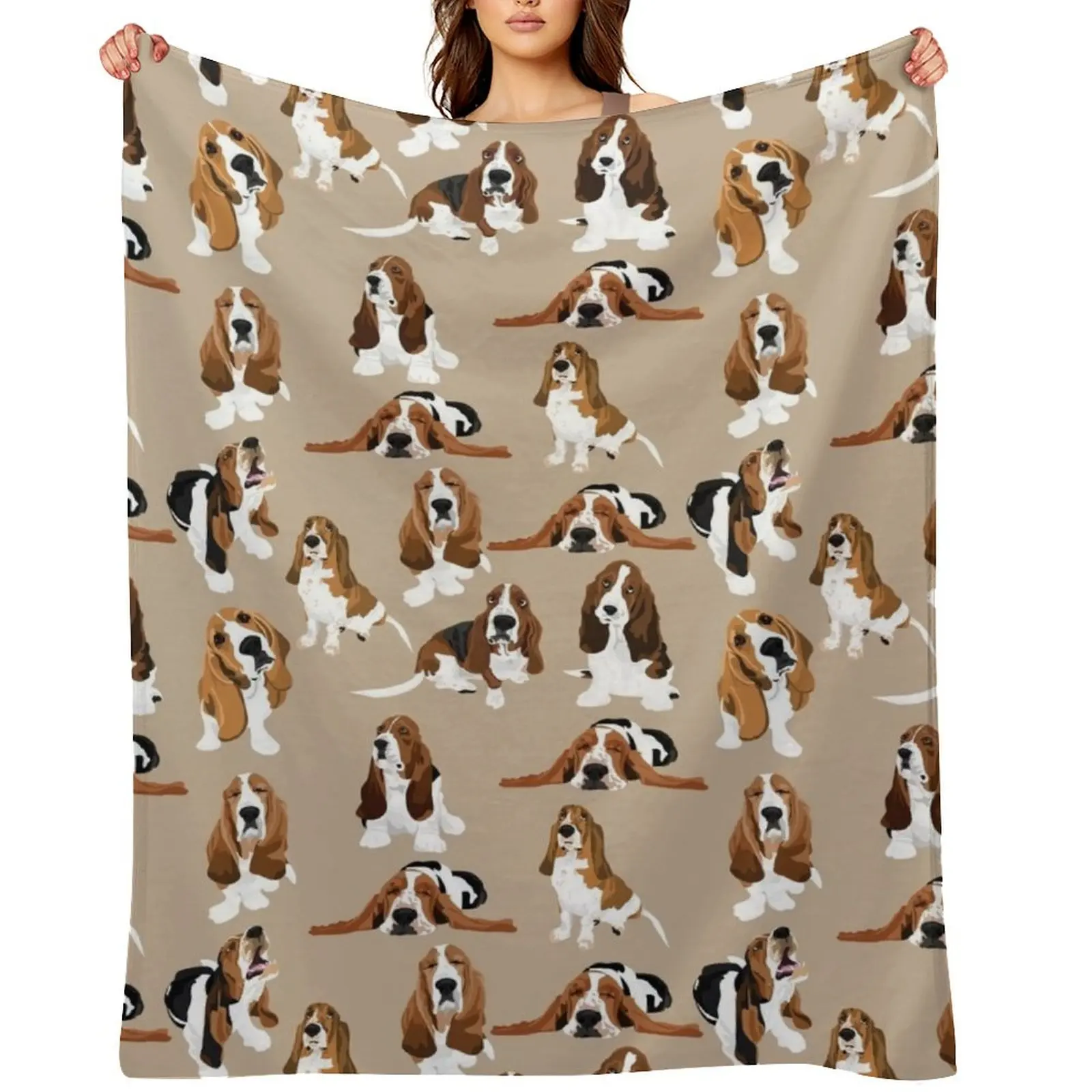 

Basset Hound Throw Blanket Single Furry Comforter Designers Blankets
