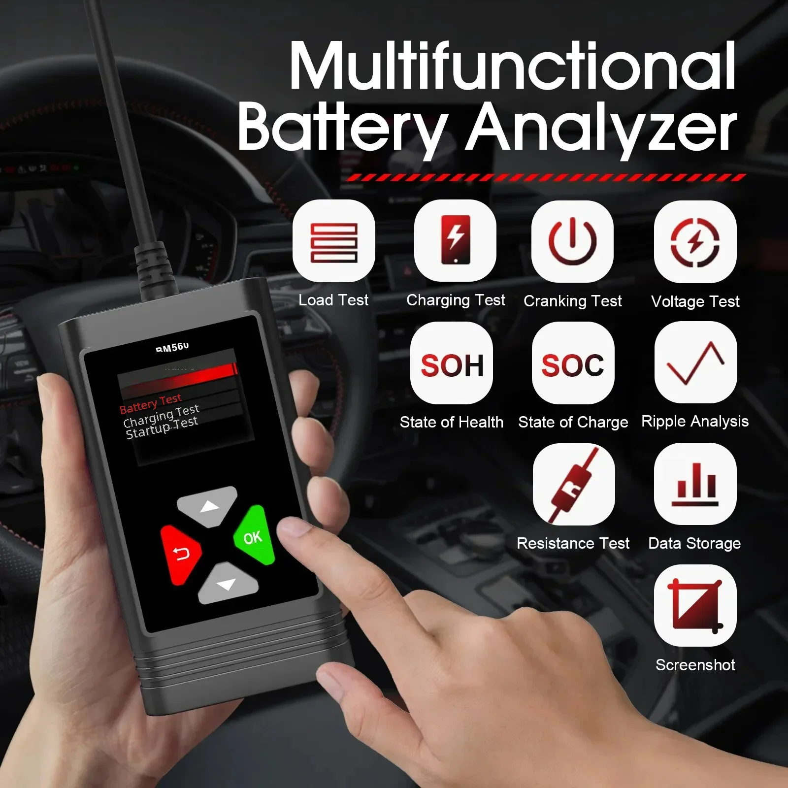OBDResource Тестер автомобильного аккумулятора, цифровой анализатор переменного тока BM560 100-2000 CCA из материкового Китая