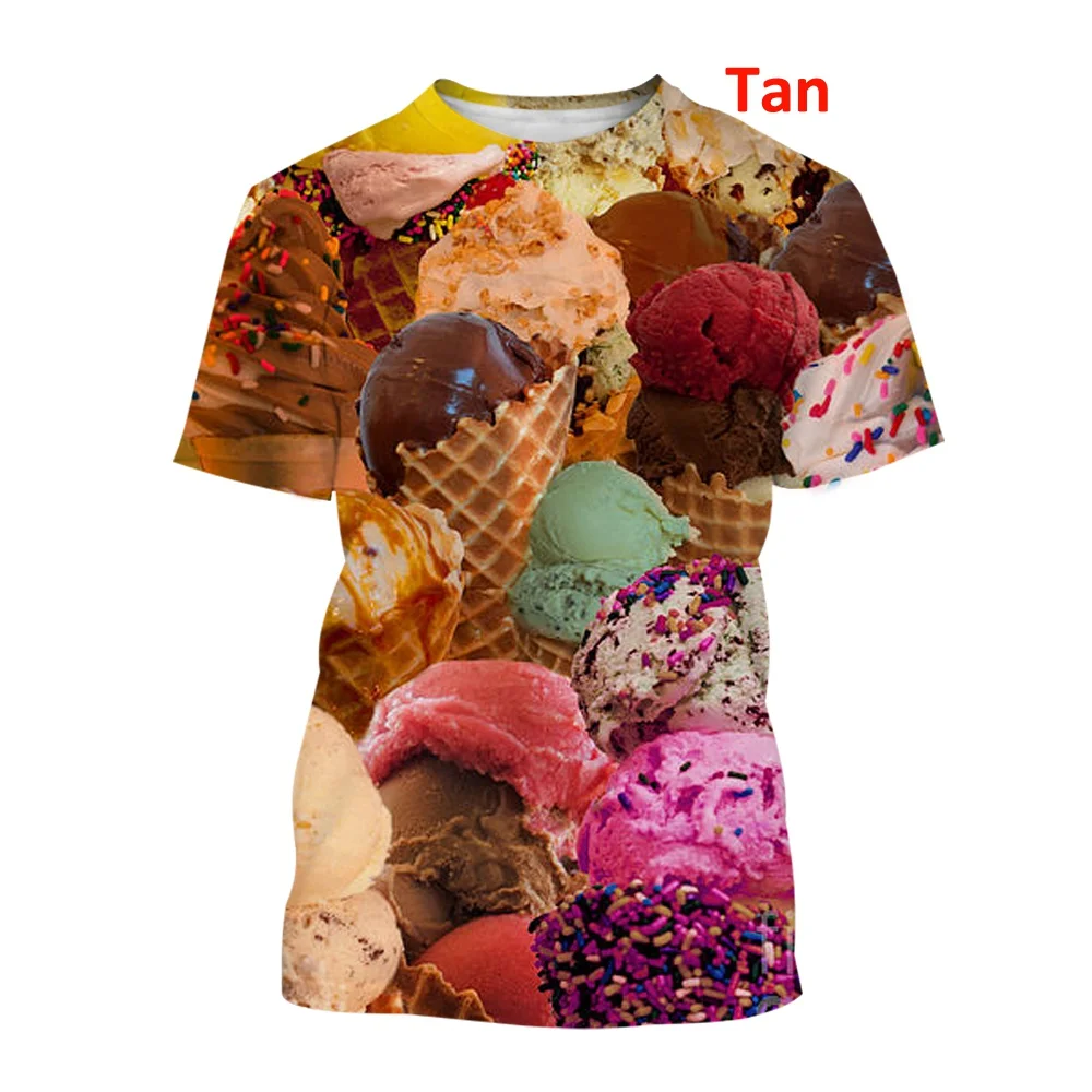 2022 Summer Children Cake Colorful Ice Cream Printed T Shirts Kids Cool Clothes Funny Boys/Girls T-shirts Baby Tees Tops