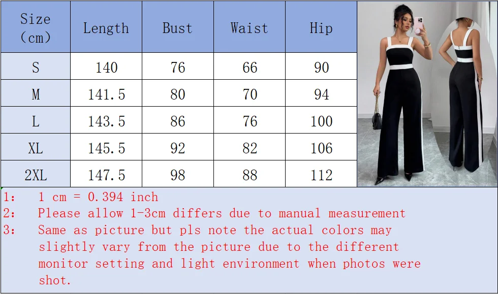 Women's Black White Jumpsuit Square Neck Contrast Trim Ideal for Evening Events Parties Elegant Styles