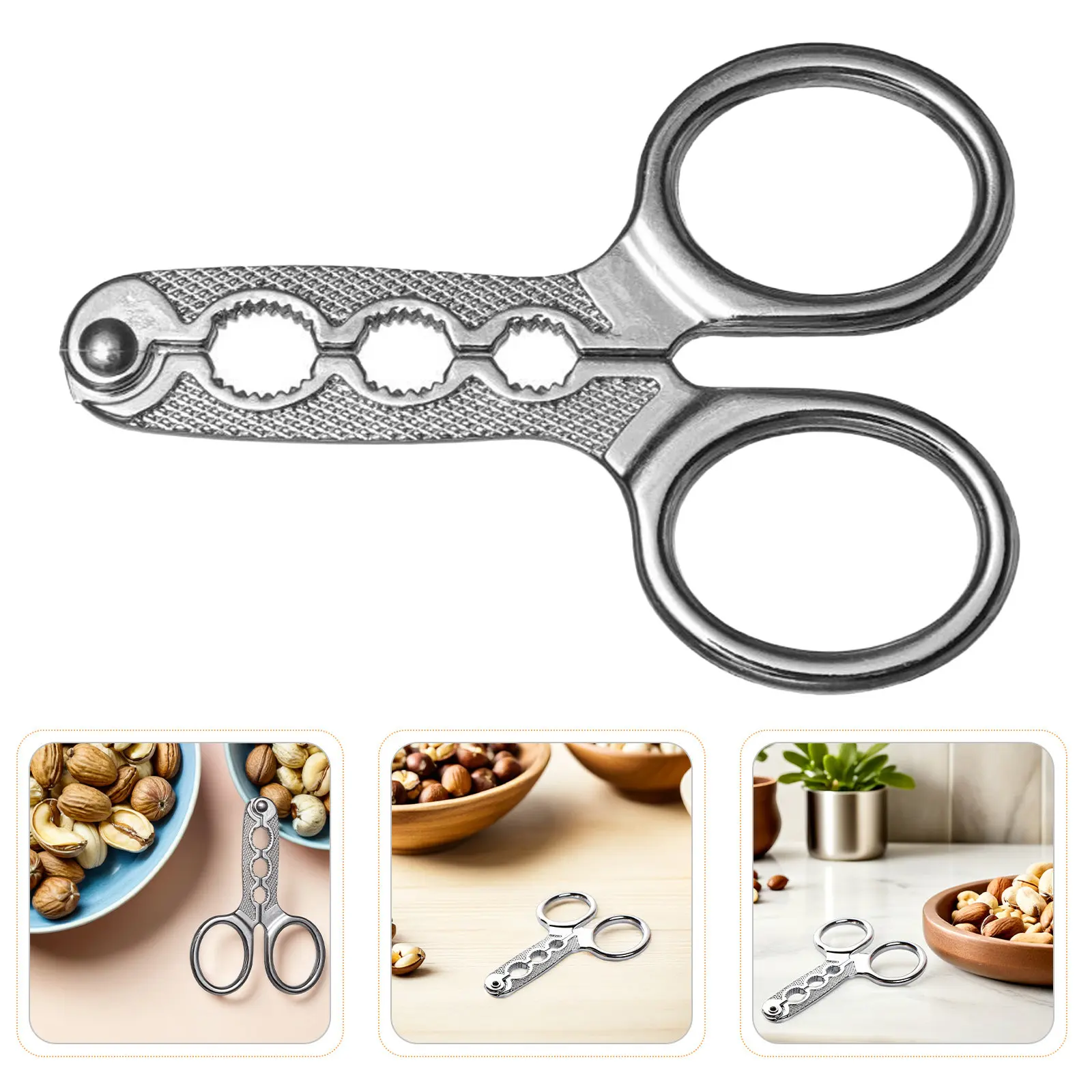 3Pcs Zinc Alloy Nutcracker Nut Opener with 3 Shell Sizes Ergonomic Stable Design for Pine Nuts Sunflower Seeds