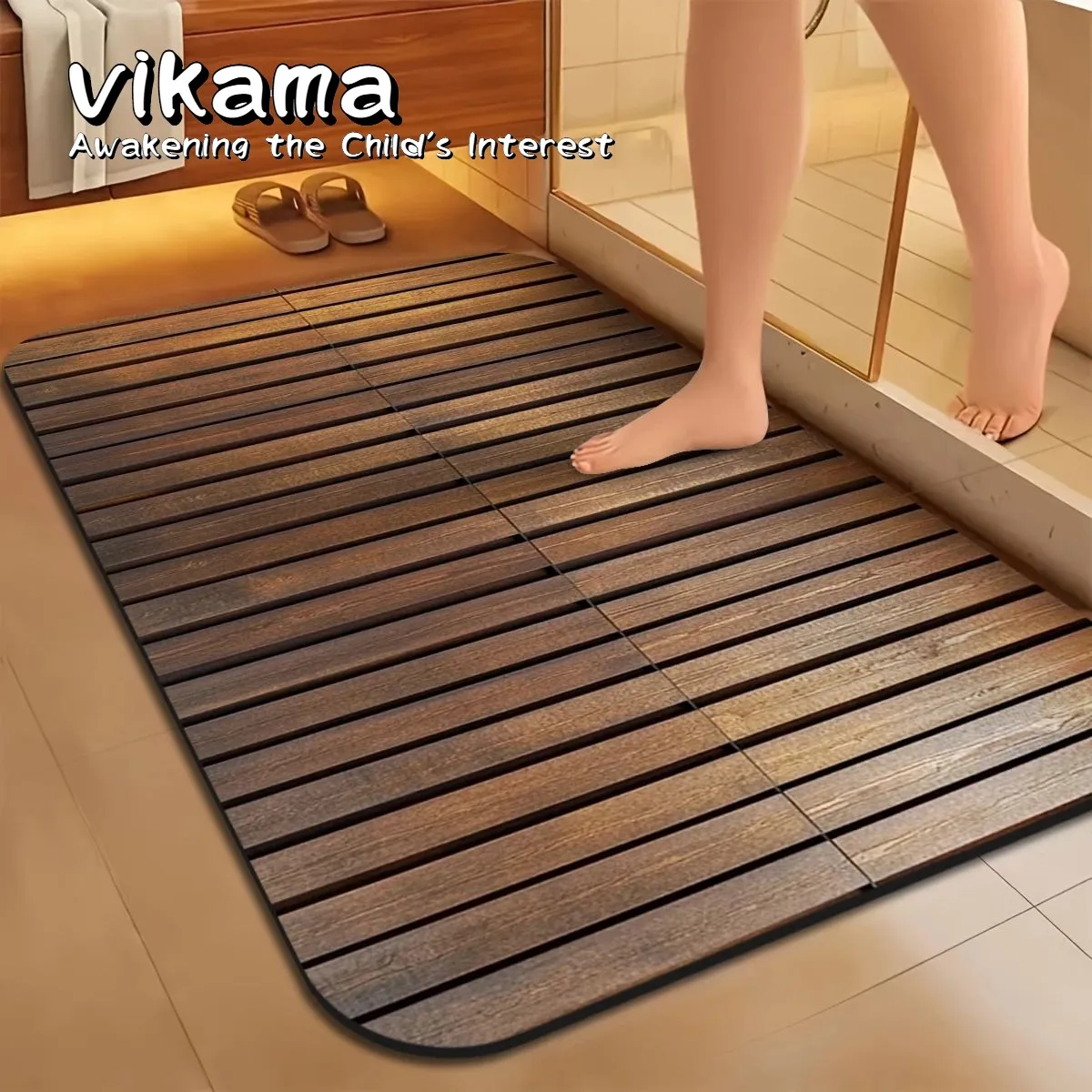VIKAMA Retro-Kieselalgen-Schlamm-Badematte, rutschfest, super saugfähig, schnell trocknend, Duschmatte, geeignet für Badezimmer und Wohnen