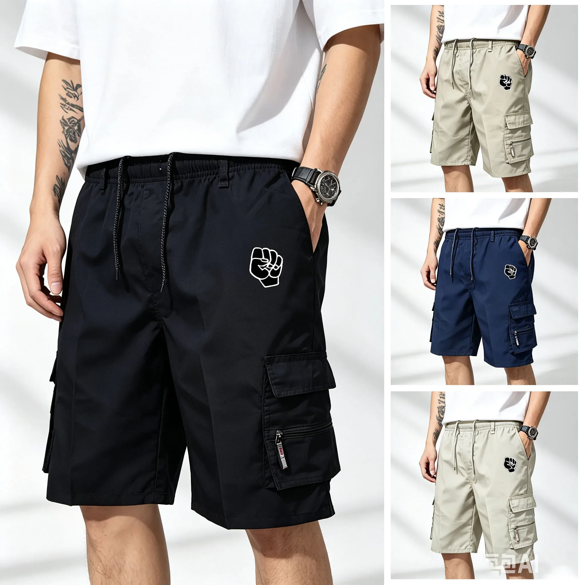 Shorts cargo d'été pour hommes, en coton, de haute qualité, vente chaude, style militaire, multi-poches, décontractés, pour l'extérieur