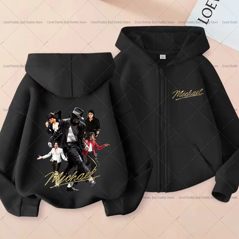 Kinder Freizeitjacke Herbstkleidung King of Pop MJ Mode Hoodie Jacke für Jungen Mädchen Kinder Michael Jackson Reißverschluss Kapuzenpullover – Detail 2
