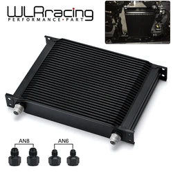 30 Row Universal British Type Aluminum Engine Transmission Oil Cooler With 10AN Female to 8AN 6AN Male Fitting Adapter WLR7030