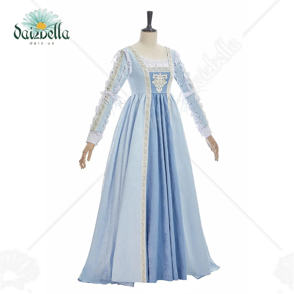 DAIZBELLA Renaissance Costume Women Medieval Renaissance Court Dress with Detachable Sleeves Retro Square Neck view 2