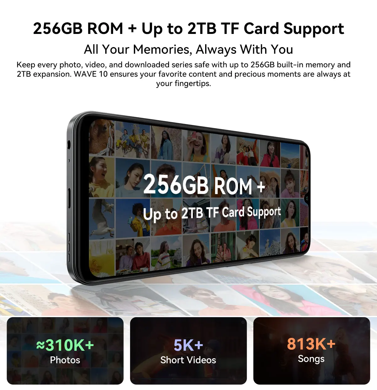 Blackview WAVE 10 Smartphone 6.88 HD+ 120Hz IPS Display Octa-Core 8GB 256GB 32Mp Camera 5000mAh 3 Card Slot Android 16 Cellphone