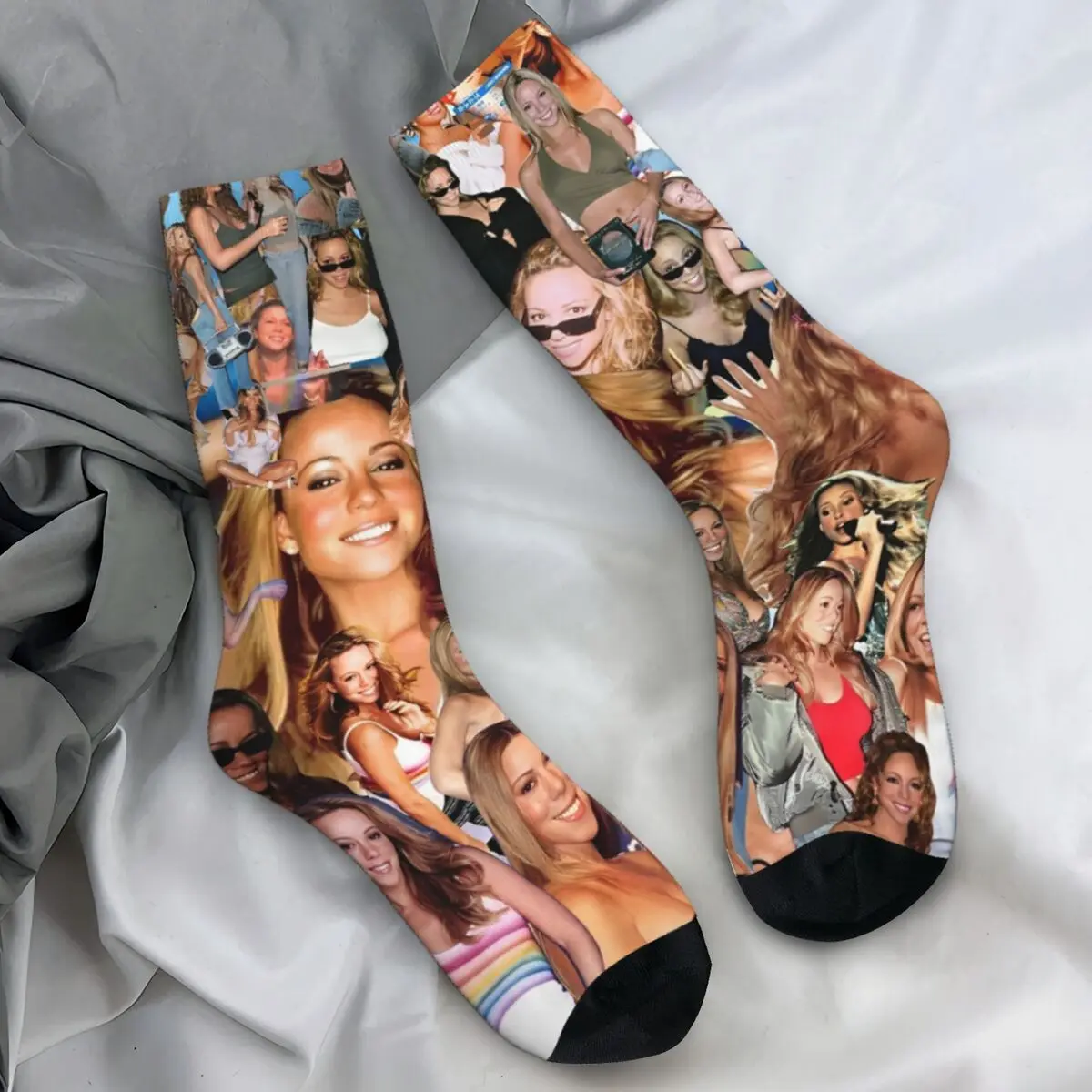 Mariah Singer Socks Carey Photo Harajuku Stockings Men Comfortable Outdoor Sports Socks Winter Pattern Anti Slip Socks