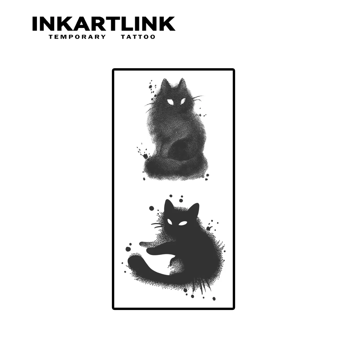 ملصقات وشم لطيفة على شكل حيوان القطط باللون الحبر الداكن، مقاومة للماء للنساء، تدوم طويلاً ومضادة للواقع، على الطراز الصيني المرسوم يدويًا،