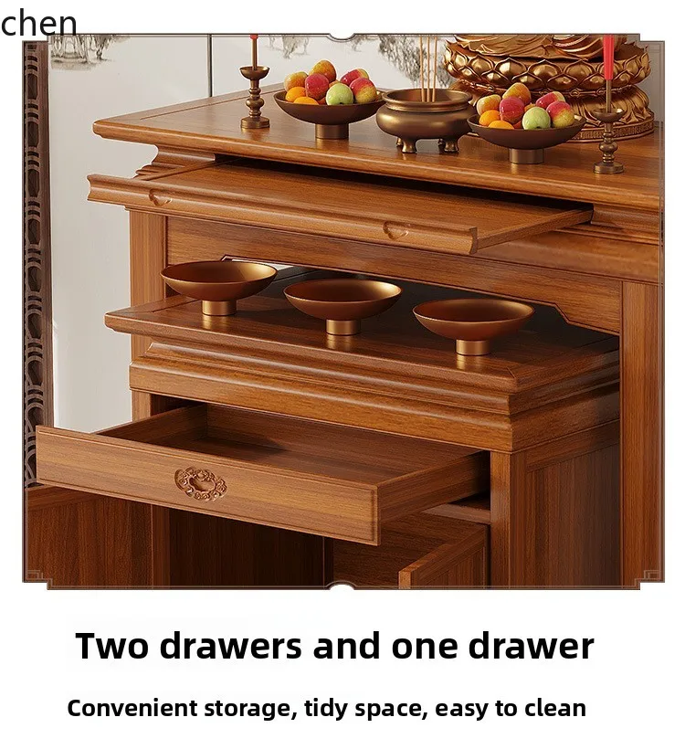 HXL Solid Wood Altar Incense Table Home Buddha Table Simple Living Room God of Wealth Medium Altar Table