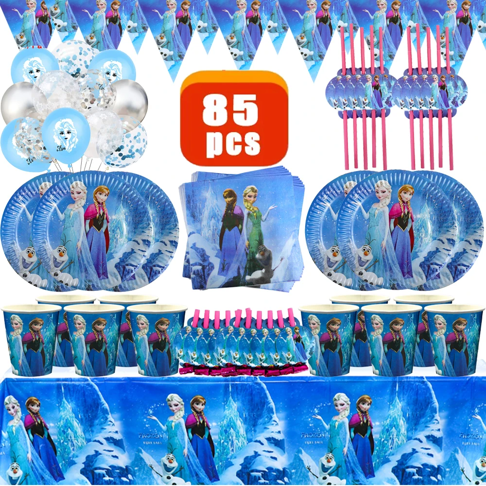 Disney Elsa Anna Frozen 2 Olaf Birthday Party Supplies Kit Anime Cute Cartoon Toys Christmas Decoration Kids Birthday Gift