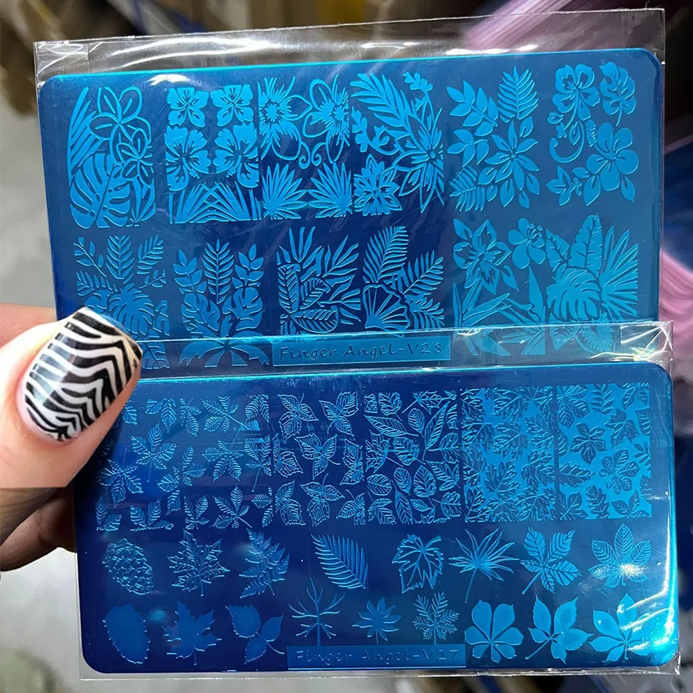 

Пластины для штамповки ногтей с цветочными листьями, шаблон для переноса изображений, геометрический цветочный лист, трафарет из нержавеющей стали, инструменты для дизайна ногтей