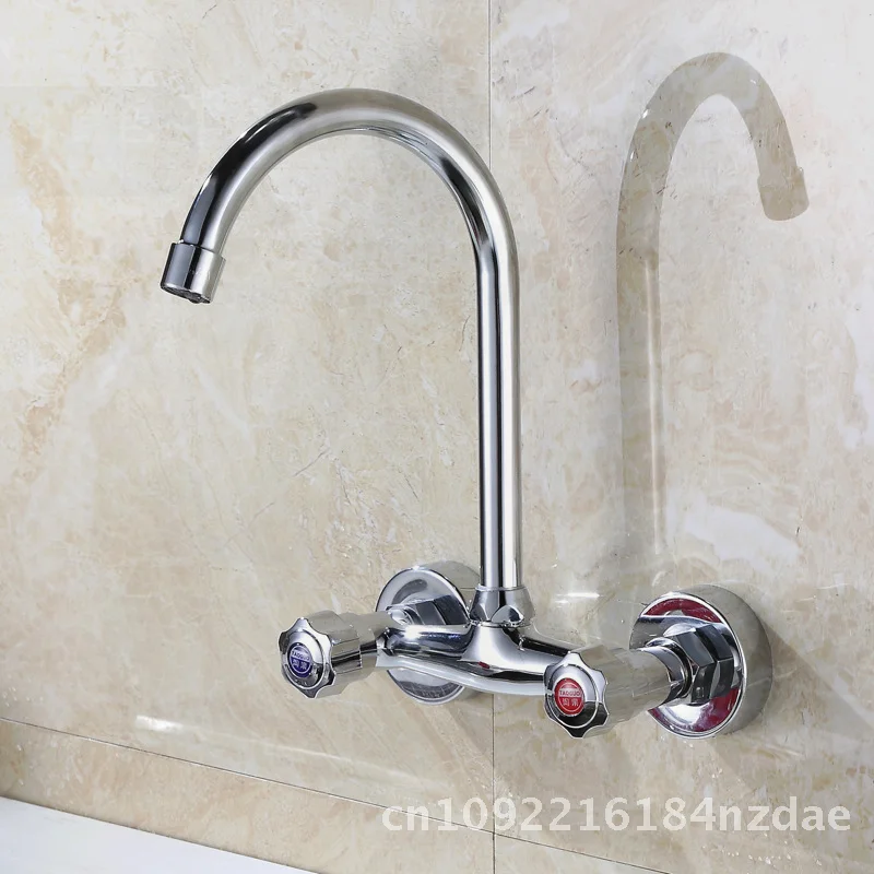 

In-Wall Double Basin Kitchen Faucet Brass Main Body Hot And Cold Mixing Valve for Sink Laundry Pool Modern Minimalist Design