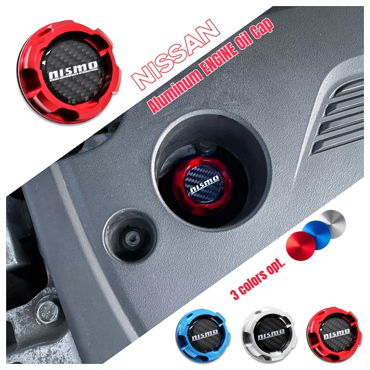 

Aluminum ENGINE Oil Cap for nissan ALTIMA MAXIMA SILVIA S13 S14 240SX SENTRA SUNNY INFINITI 350Z 300ZX 370Z JDM cars accessories
