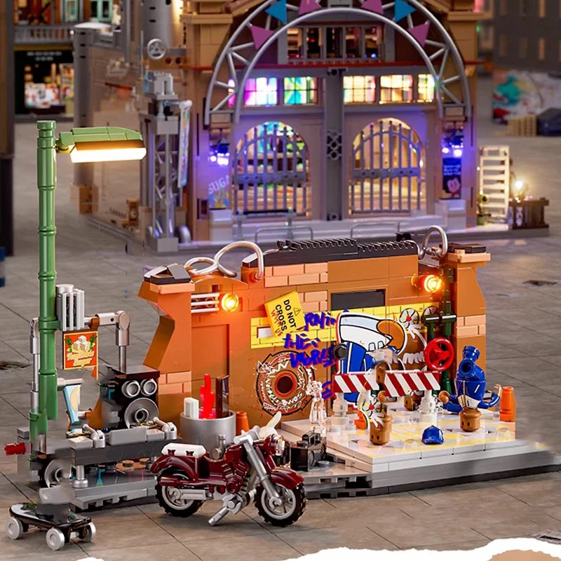 Klemmbausteine Unterirdischer Tanzkampf mit 5 Figuren, modulare Gebäudeblöcke, Stadtansicht, Keller-Architektur, Ziegelstein-Modellbausatz, Spielzeug für Jungen, Erwachsene, Kinder, Geschenk, 429