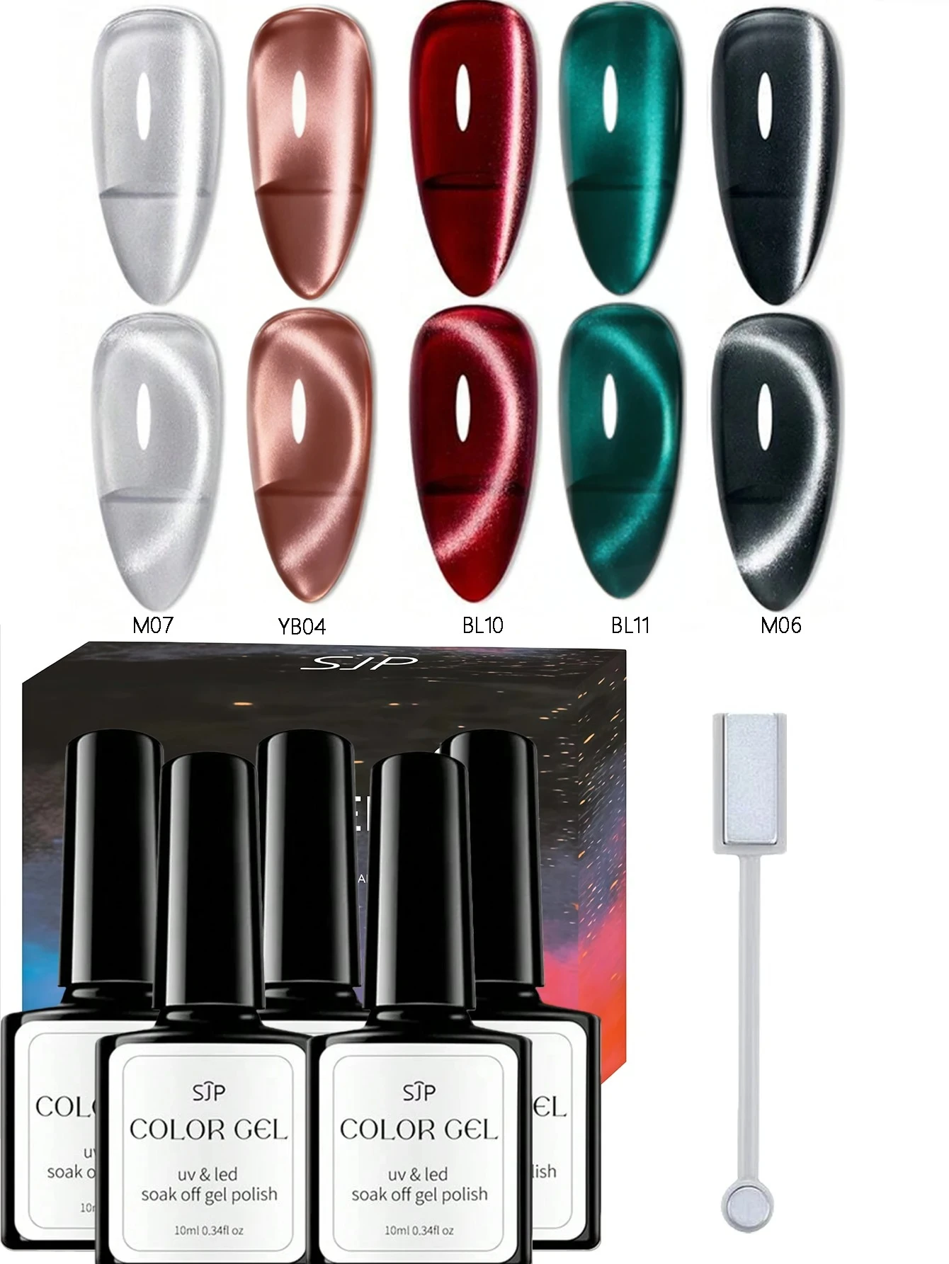 6 Colors 10ml Cat Eye Nail Polish Set Semi-Permanent UV Gel DIY Spring/Summer Nail Art Collection 1 Box