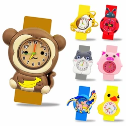 Bonitos relojes de pulsera Slap para niños, dibujos animados 3D, Animal, silicona, reloj de cuarzo para niños, estudiante, bebé, jardín de infantes, premio, regalos