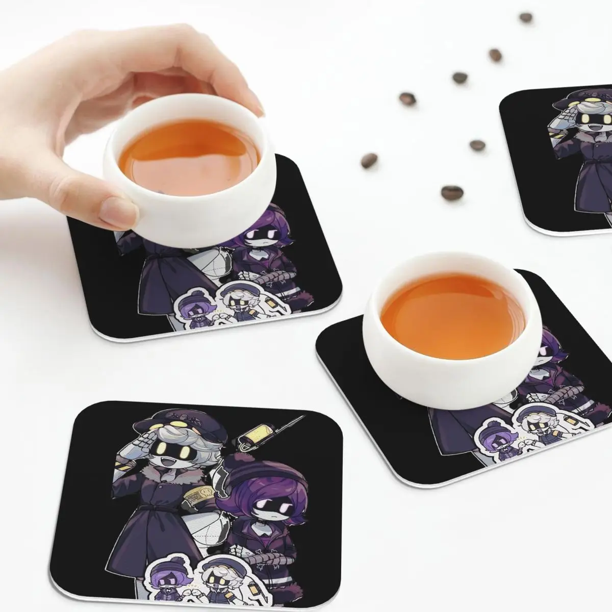 Murder Drones N And Uzi Doorman Coasters PVC Leather Placemats Non-slip Coffee Mats for Decor Home Kitchen Dining Pads Set of 6