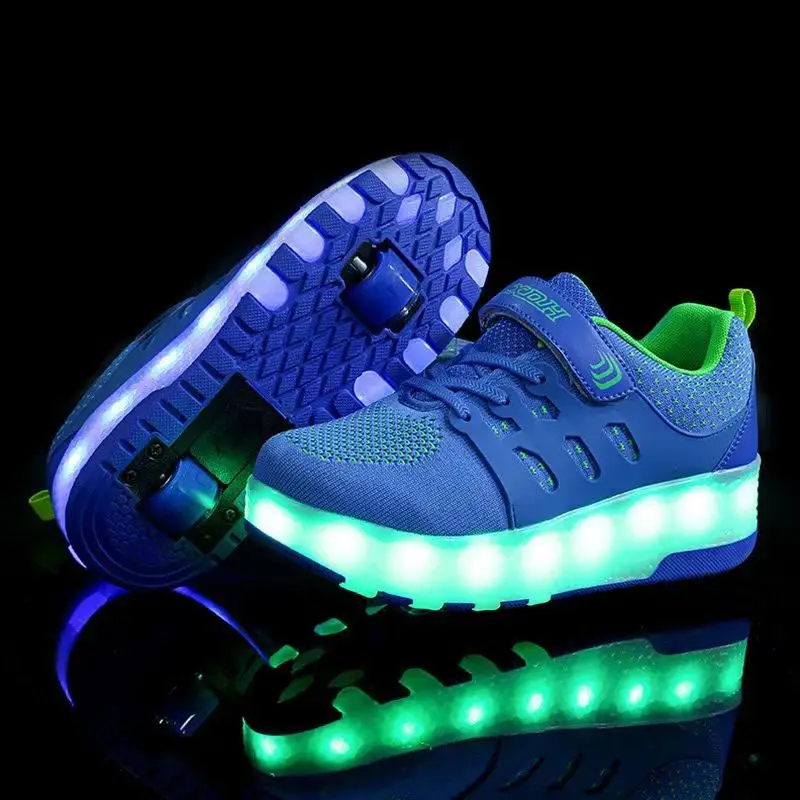 Patines de ruedas con luz Led, zapatillas de patinaje en línea para jóvenes, niños y niñas, zapatos de Parkour deslizantes para adultos