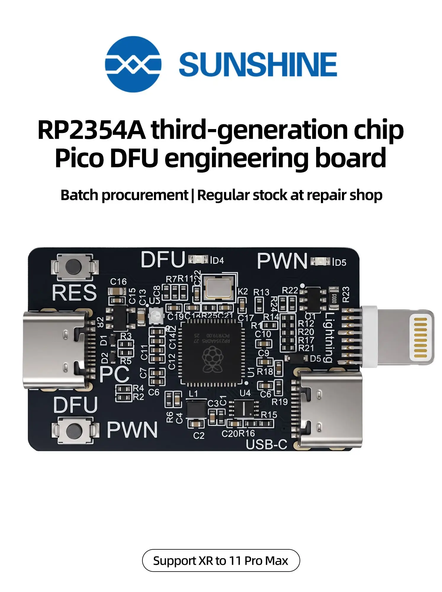 SUNSHINE RP2354A Pico DFU инженерная плата, инструмент DFU PWND с функцией «одного нажатия» для ремонта iPhone XR-11Pro Max и iPad.