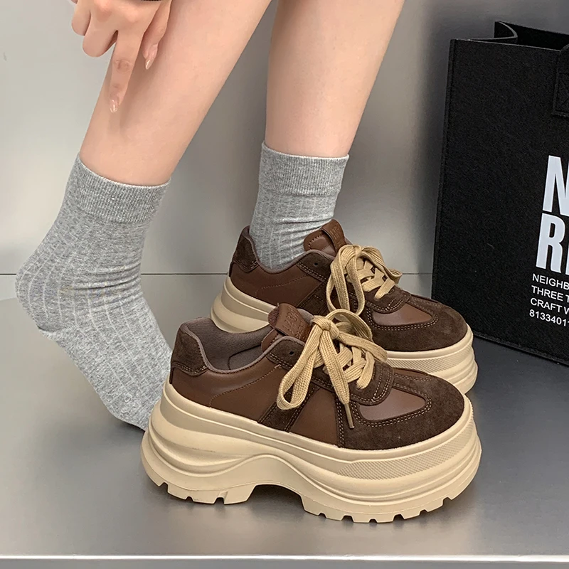 

Женская обувь на плоской подошве, женские кроссовки на платформе, осень-зима, повседневная спортивная замшевая обувь для бега, туфли на высоком каблуке со шнуровкой, Zapatos De Mujer