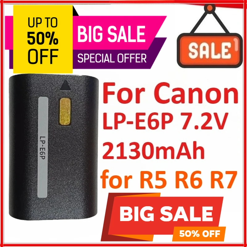 LP-E6P 7.2V 2130mAh Camera Battery Fully Decoded Large Capacity Lithium Battery For Canon R5 R6 R7 High Quality