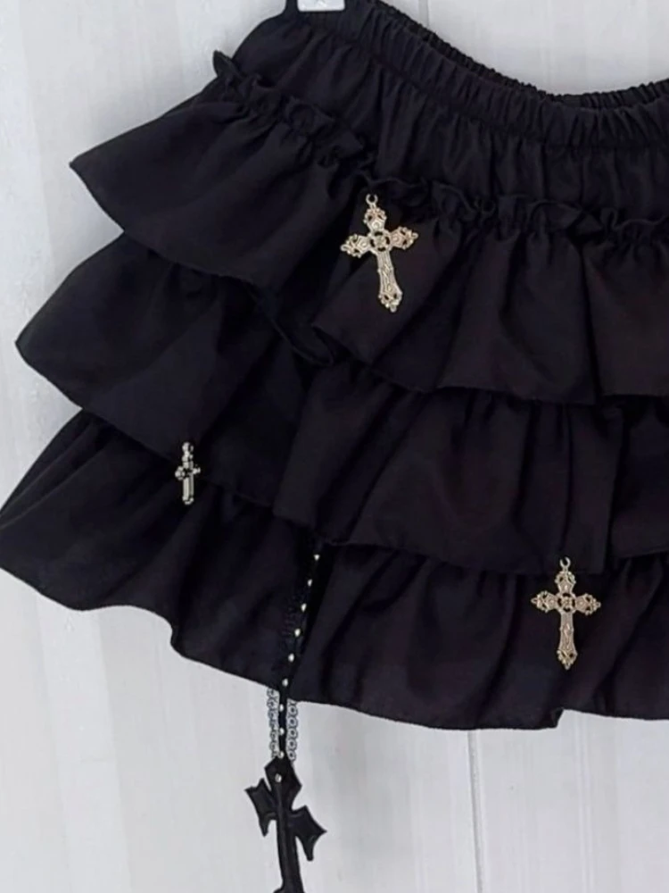 Falda corta estética Y2k para mujer, minifaldas Vintage con cruz bonita a la moda, ropa gótica Kawaii Chic Harajuku para mujer