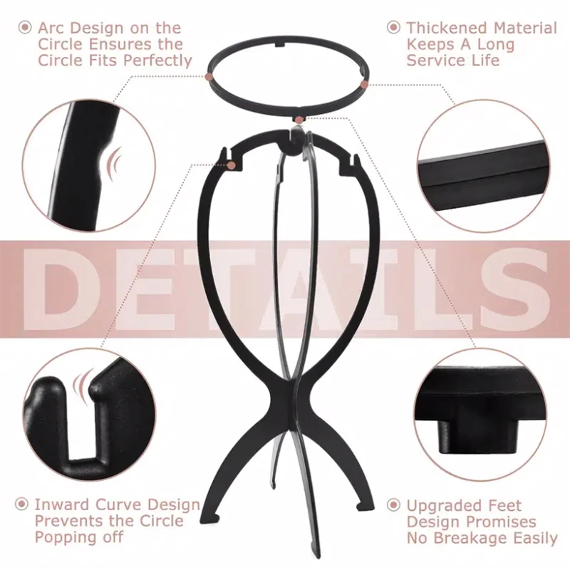 Folding Wig Stand Holder Plastic Adjustable Portable Barbershop Fashion Model Display Holder