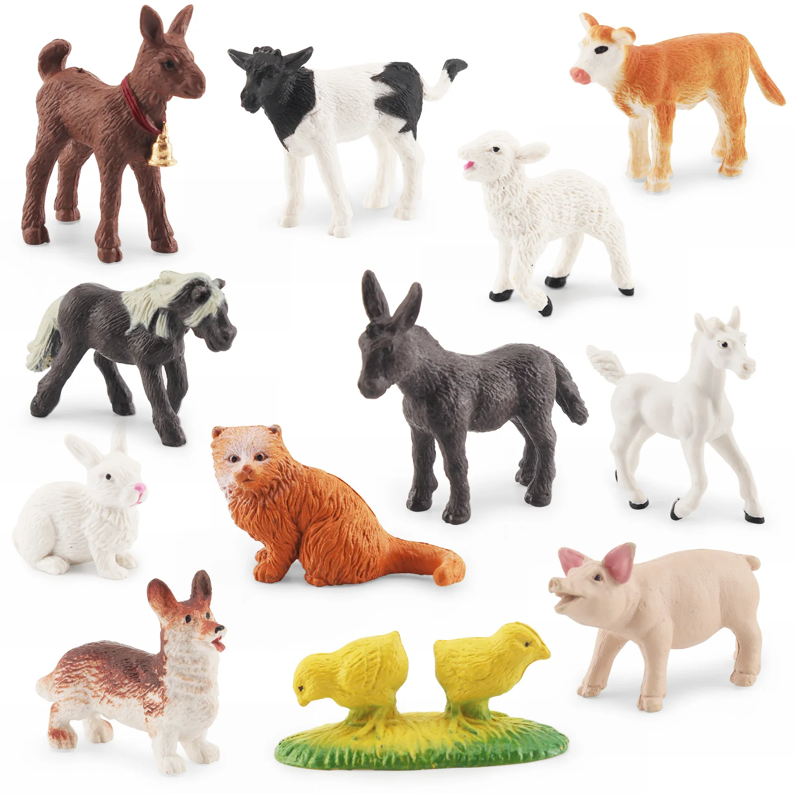 

12PCS Mini Farm Animal Toy Figurines - Tiny Plastic Barn Animals Figures with Little Horse Cow Dog Cat - Cake Topper Easter Egg