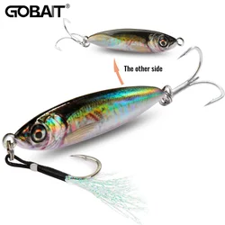 GOBAIT-señuelo de plantilla de Metal, 20g, 30g, 40g, cuchara giratoria, Color de ojo 3D, aparejos de Pesca giratorios con láser, anzuelo Swimbait, cebo giratorio