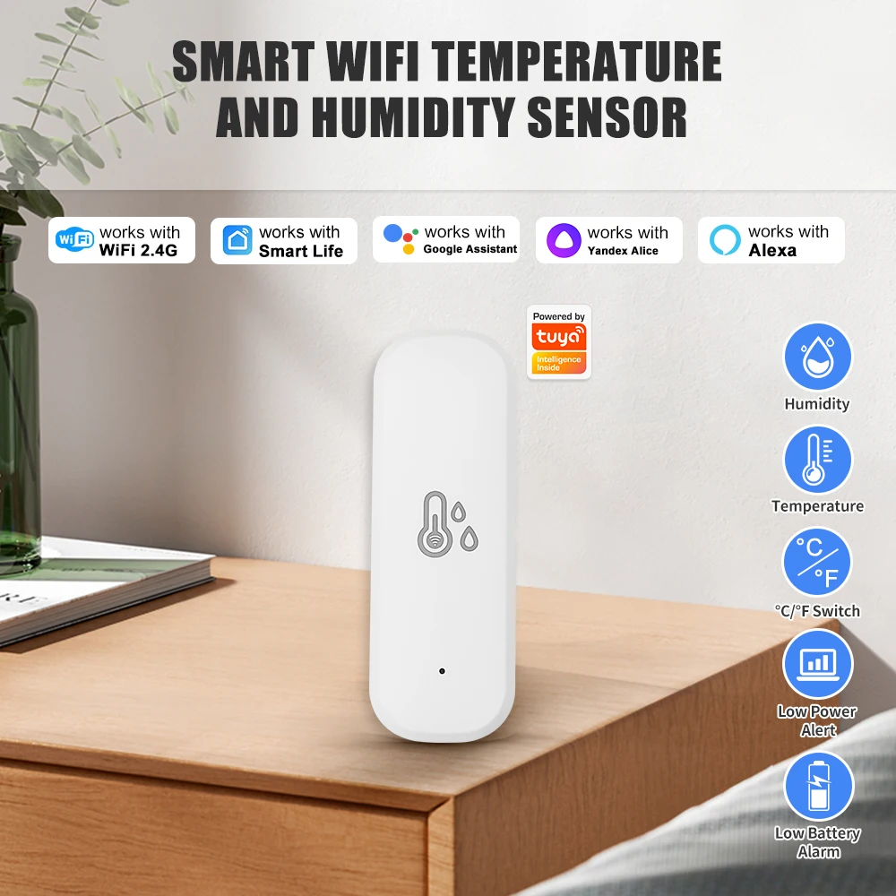 Tuya WiFi Temperatur Sensor Smart Home Produkte Temperatur Und Feuchtigkeit Sensor Smart Leben APP Steuerung Unterstützung Alexa Google