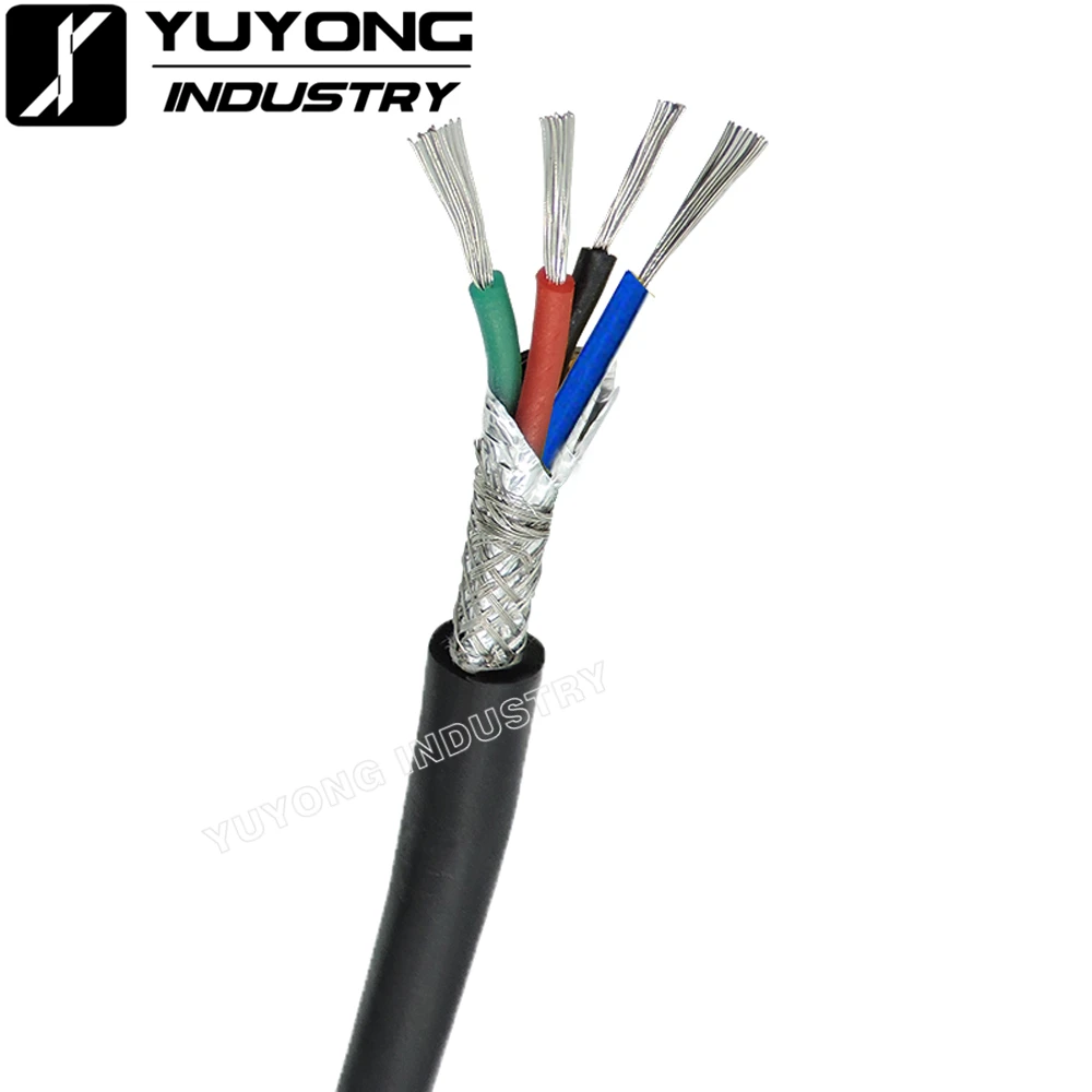 4 Core shielded Cable 5000mm Length for connecting Spindle motor VFD inverter CNC Engraver Machine