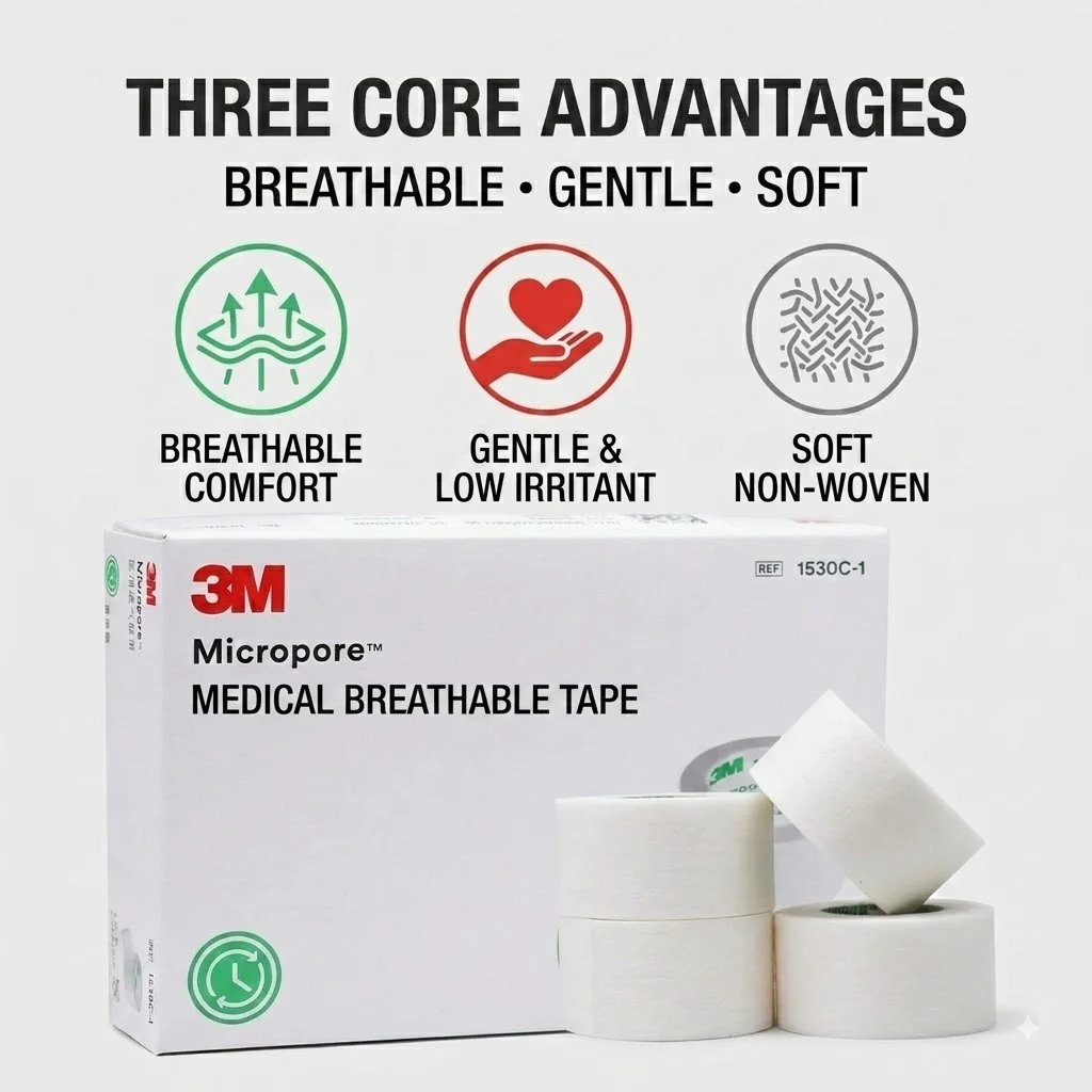 3M Micropore Surgical Tape 1530 White Breathable Gentle Adhesion Hypoallergenic for Medical Surgical Dressing