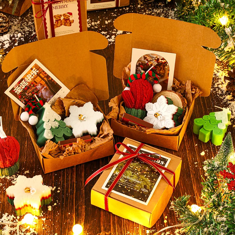 Y Creative Aromatherapy Candle Christmas Gift Box Gingerbread Man Snowflake Christmas Tree Scented Candle Box Home Decoration