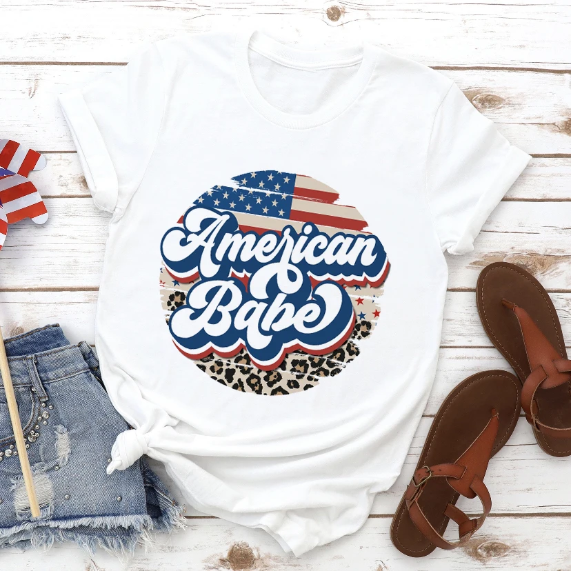 American Flag Graphic Print Fashion Women Tshirt 4th Of July Shirt Unisex July 4th Summer Casual Short Sleeve Top Holiday Tee