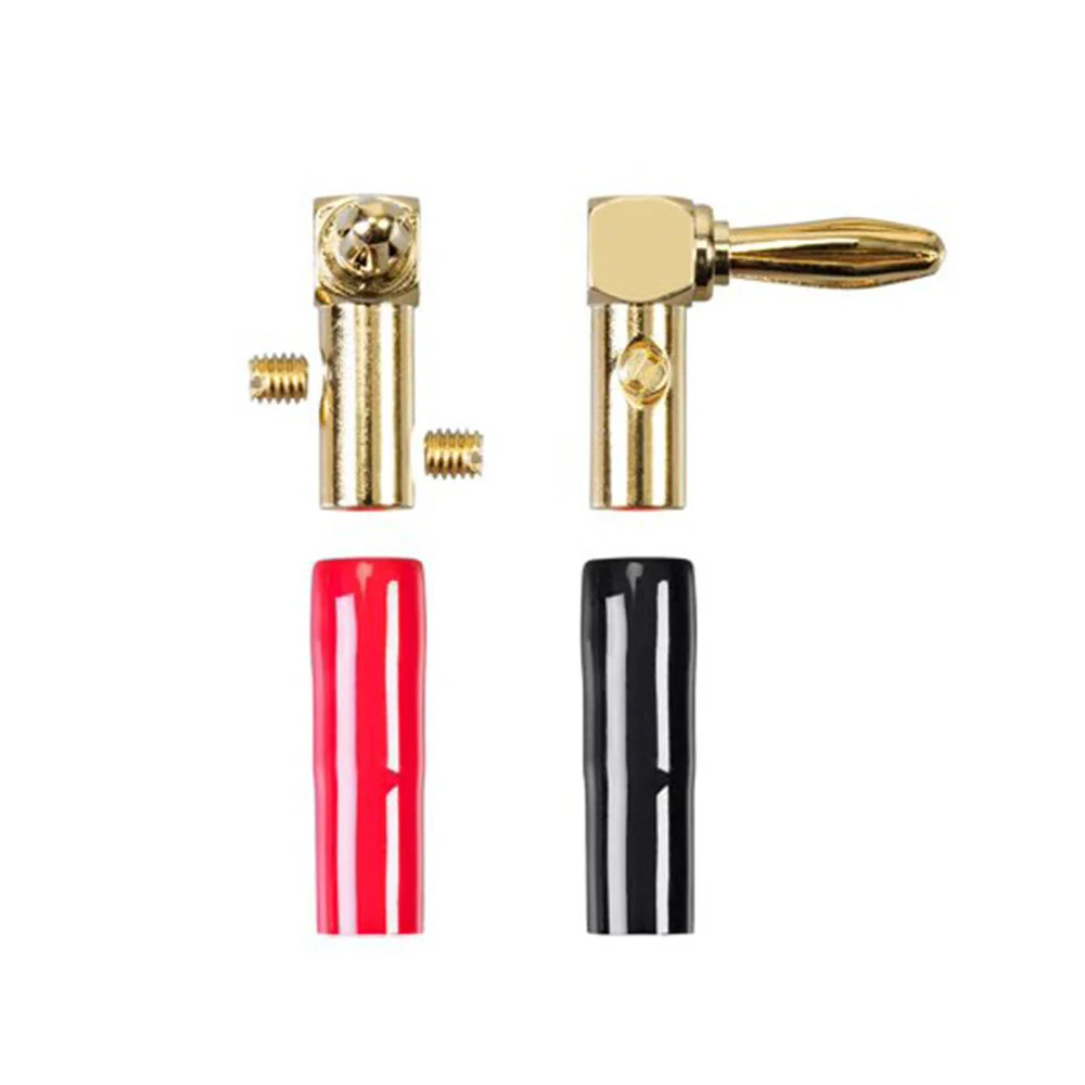 Musical Sound 2/8/12/24PCS Banana Connectors Right Angle 90 Degree 4mm Gold-Plated Video Audio Adapter Plugs For Speaker Cable