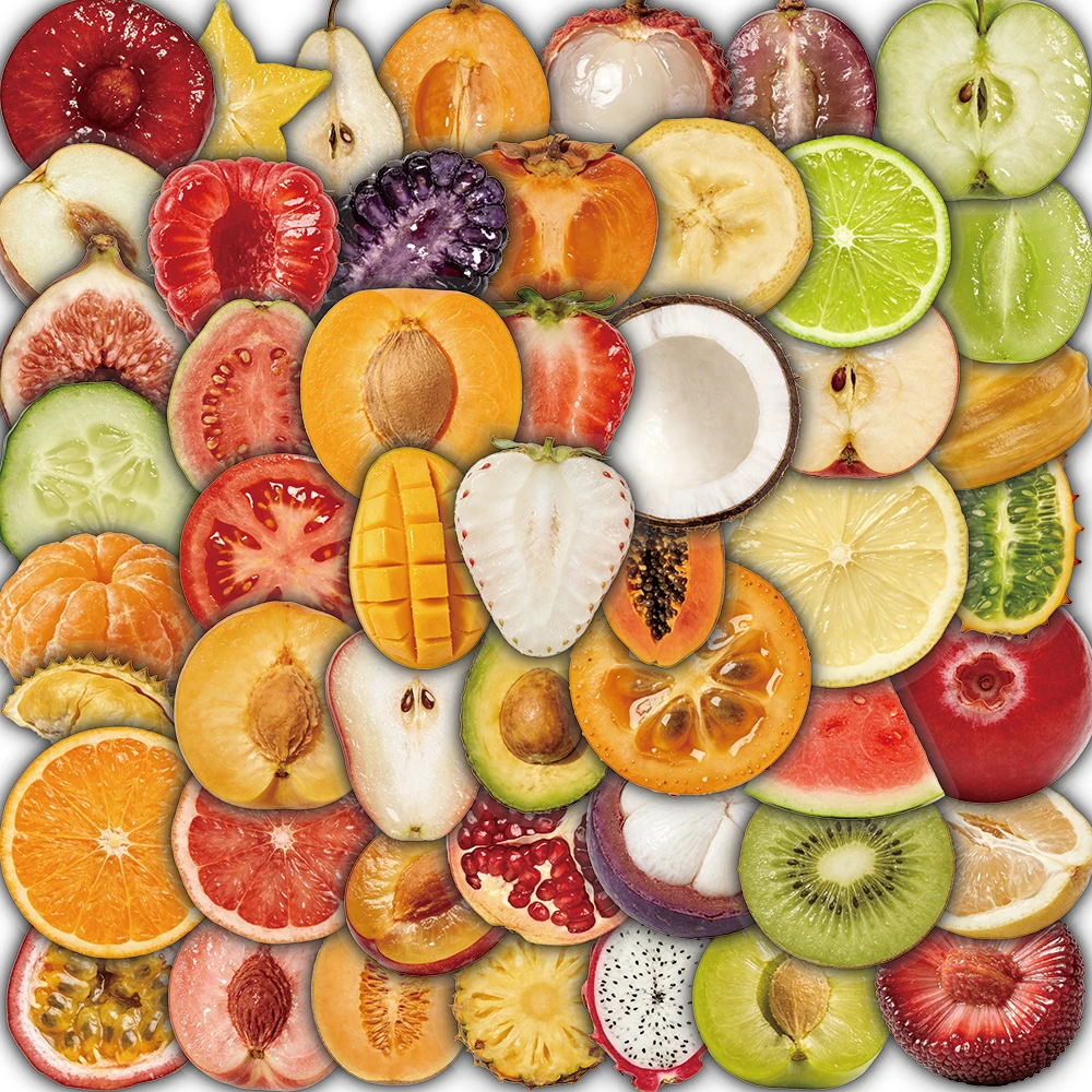 50 Stück Niedliche Obst-Aufkleber, Malerei-Sticker, Schreibwaren, Skateboard-Kunst, Fahrrad, Lustige Wasserfeste Zeichnungen, Landschafts-Graffiti-Aufkleber