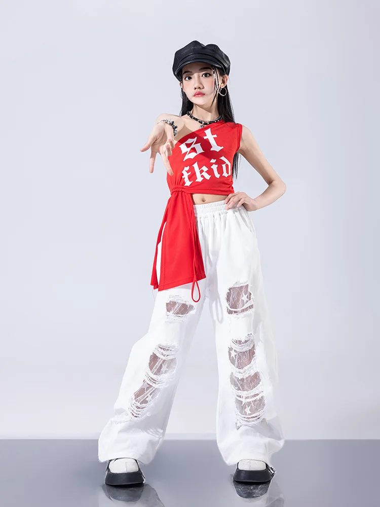 Hip Hop Girls Clothes Kpop Jazz Dance Stage Costumes Black Tank Top Baggy Pants Catwalk Show Outfit Cool Street Dance Wear