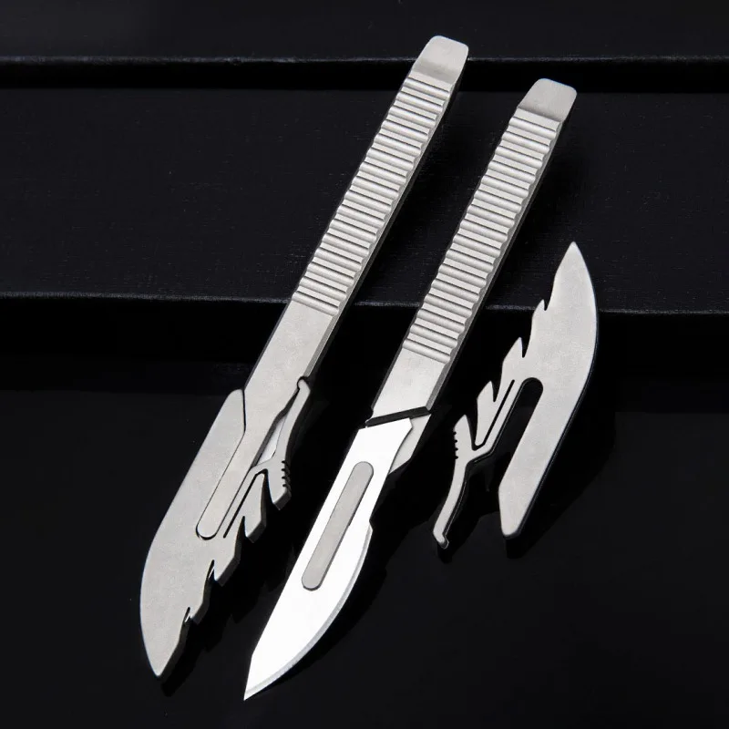 2023 Titanium Non-Slip Scalpel Knife Engraving Craft Utility Knive Paper Cutting Knife Multifunction Tool Replaceable No23 Blade