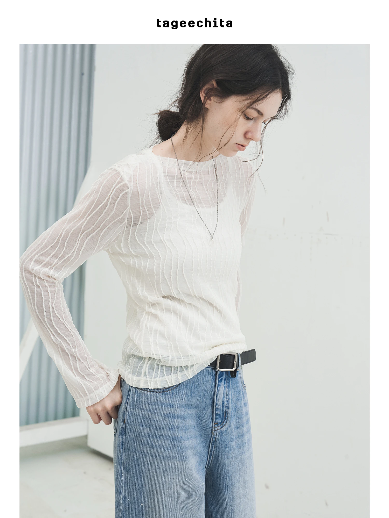 

Женская свободная футболка TAGEECHITA с длинным рукавом, прозрачная, комфортная, для ношения под одеждой, для кондиционированных помещений