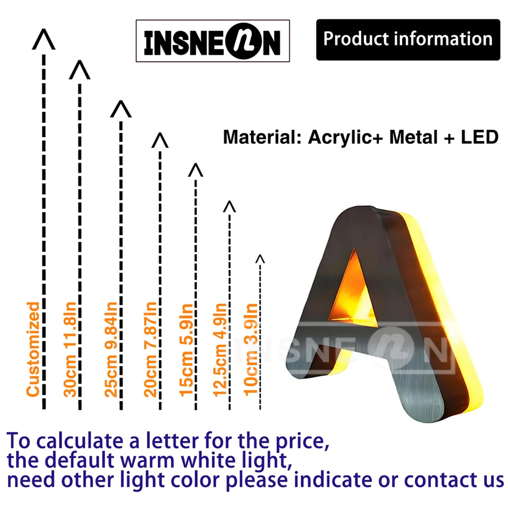 Light Letter Signs for Businesses Led Custom Sign English Letters to Wall Outdoor Business Label Acrylic Decorative Logo Neon 3d