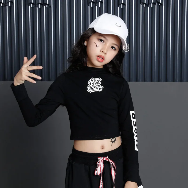 Dance Streetwear Childeren Hiphop Top Crop Meisjes Hiphop Kleding Kleding Dans Sweatshirt Joggingbroek 110-180 Jazz Ballroom