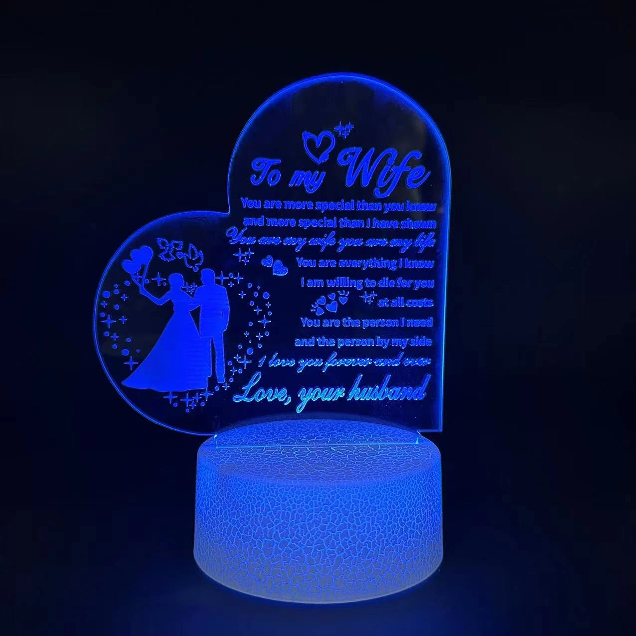 Cross-border creative acrylic 3D night light English Wish Happy Mother's Day gift LED table lamp