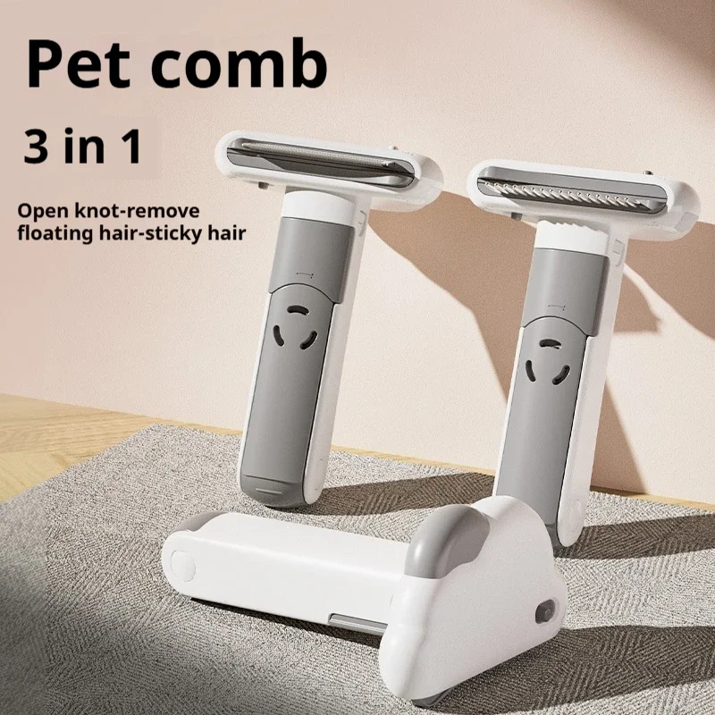 Pet Comb Cat 3-in-1 De-floating Hair Row Comb Retractable Knife Head Dog Massage Comb