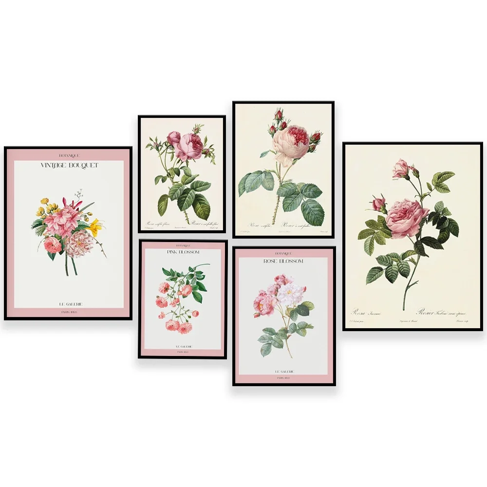 Vintage Flower Market Poster, Bouquet, Orange Blossom, Rose Flower, Pink Flowers Aesthetic Art Poster, Matisse Inspired Print