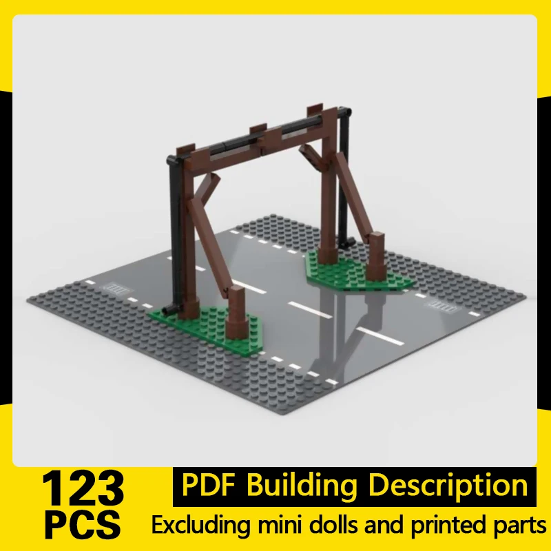 

City Street View Model MOC Building Bricks Town Cable Bridge Modular Technology Gifts Holiday Assemble Children Toys Suit