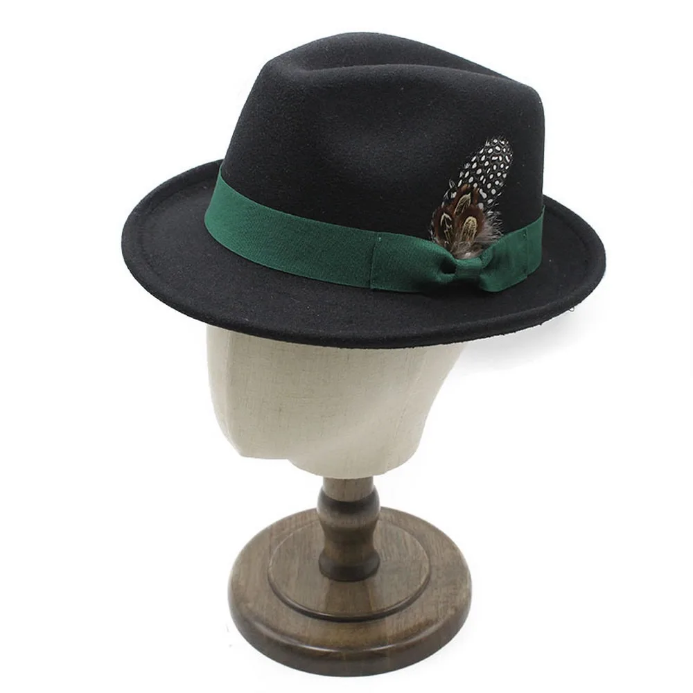 Four Seasons Women And Men Fedoras Caps British Cup Hat Cotton Polyester 57-58cm Small Brim Feather Decoration Luxury Jazz Style